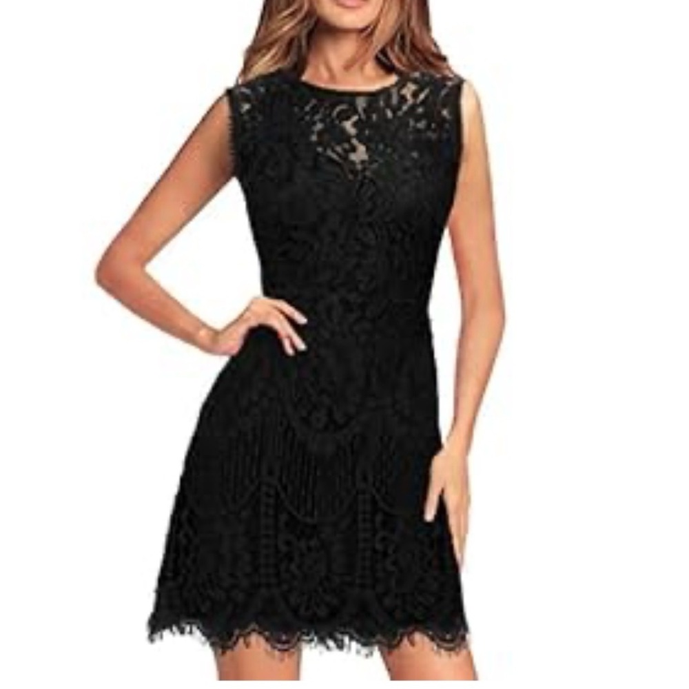 Amazon Women's Black Lace Midi Dress
